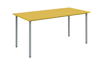 JSB 160N Jídelní stůl 1600 x 800 mm, deska žlutá odio / podnož stříbrná